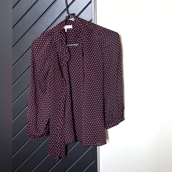 Frame polka dot chiffon blouse with ruffle front. Size S. Excellent condition! - Picture 1 of 7